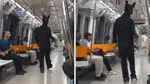 Metroda tavşan kostümlü ve tüfekli şahıs paniği!